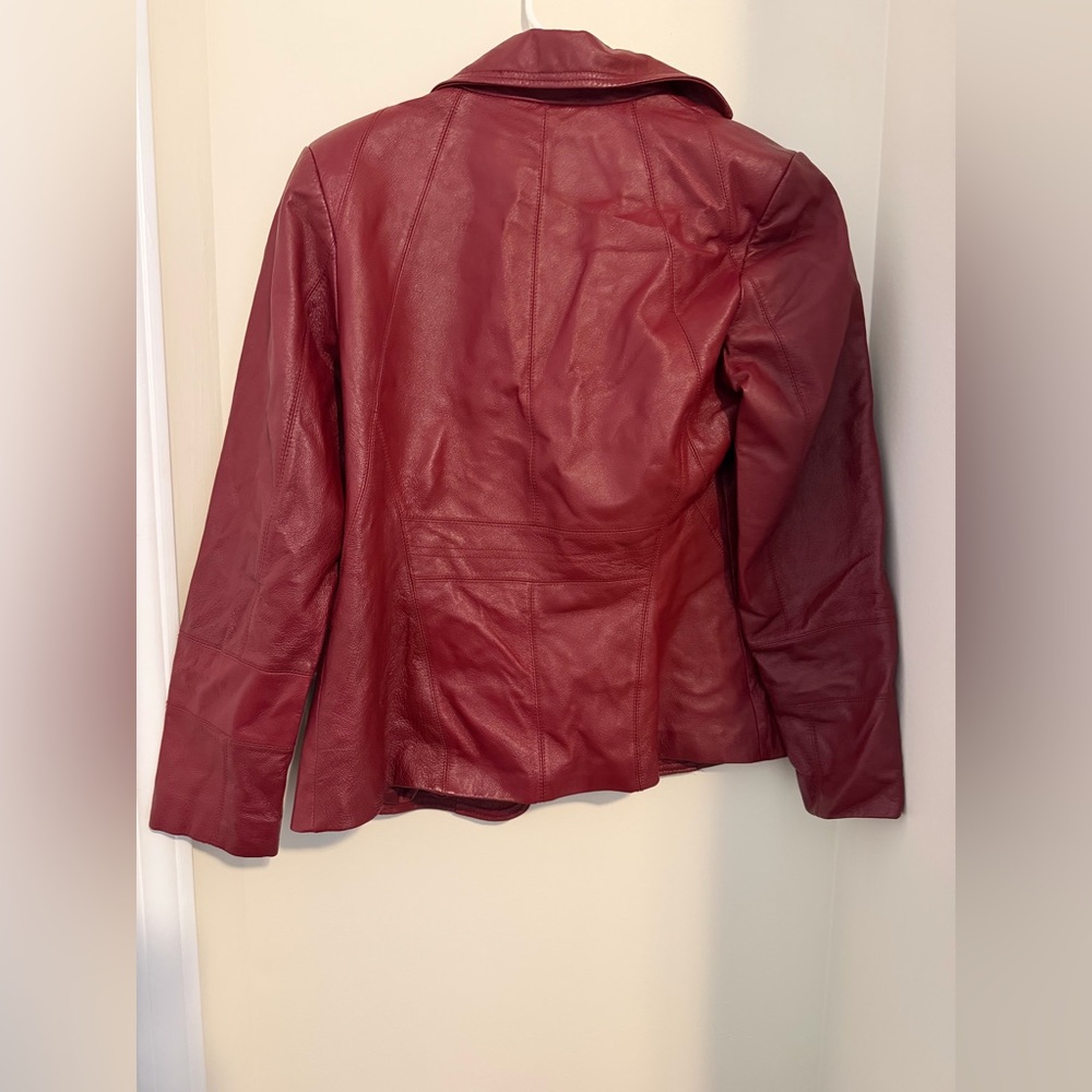 East 5th Genuine Leather Blazer Jacket Burgundy Wine Red Women’s Small - Picture 4 of 6